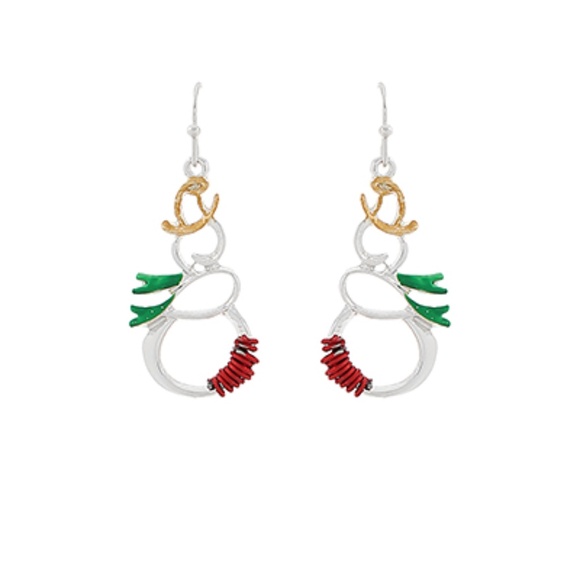 Christmas Snowman Outline Earrings - Picture 1 of 1